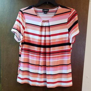 Liz Claiborne Short Sleeve Pleat Neck Tee